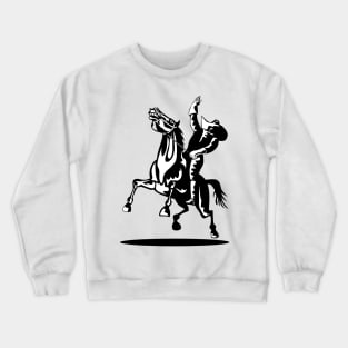 Cowboy Riding Horse Hand Up Retro Crewneck Sweatshirt